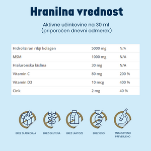 Gaia Naturelle Kolagen shot 10.000 hranilna vrednost