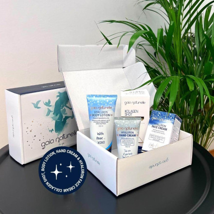 Collagen shot, Hyaluron Face and Hand Cream, Hyaluron Body Lotion | Gift package